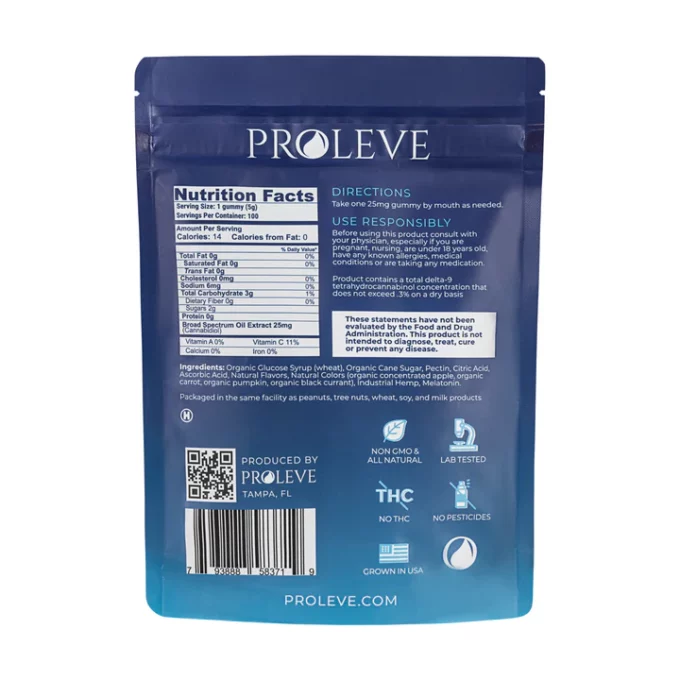 PROLEVE 2500mg Broad Spectrum CBD Sleep Gummies 25mg Cubes 100ct