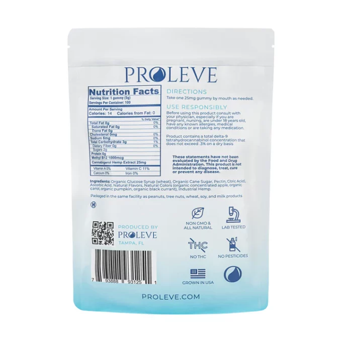 PROLEVE 2500mg CBG + B12 Gummies 25mg Cubes 100ct
