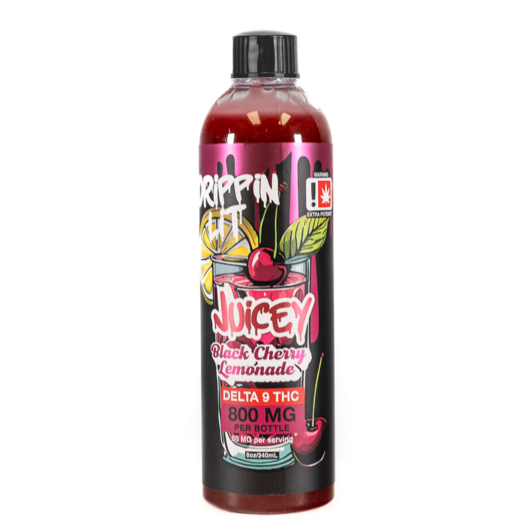 JUICEY Drippin Lit 800mg Delta 9 THC Black Cherry Drink