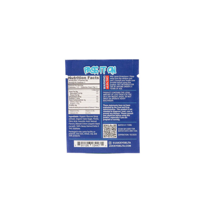 JUICEY 30mg Delta 9 THC Single Blue Razz Gummy