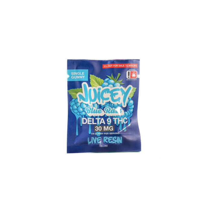 JUICEY 30mg Delta 9 THC Single Blue Razz Gummy