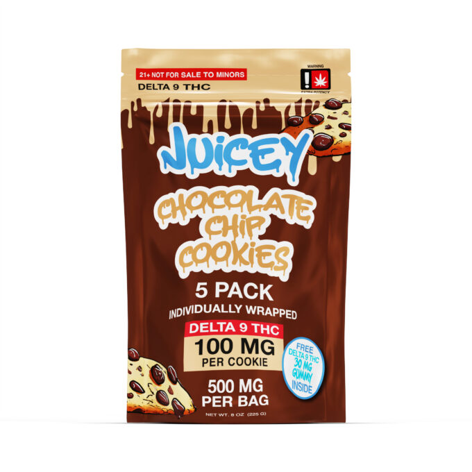 JUICEY 500mg Delta 9 THC Chocolate Chip Cookies 5 Pack