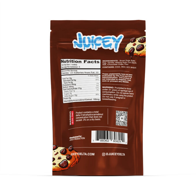 JUICEY 500mg Delta 9 THC Chocolate Chip Cookies 5 Pack