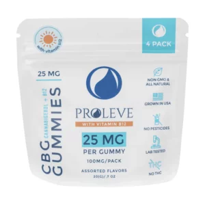PROLEVE 100mg CBG + B12  Gummies 25mg Cubes 4ct