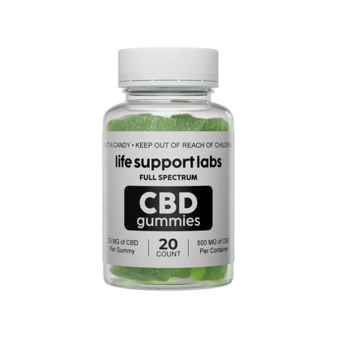 LIFE SUPPORT LABS 500mg Full Spectrum CBD Daily Gummies 25mg Cubes 20ct