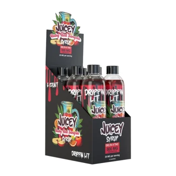 JUICEY Drippin Lit 6ct Display Case 800mg Delta 9 THC Ruby Red Sangria Syrup